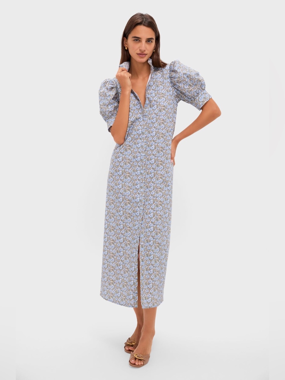 HYACINTH HOUSE Dusty Blue & Brown Floral Louisa Maxi Dress - Picture 2 of 11